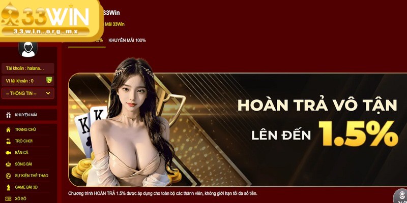 33WIN hoàn trả tiền cược là chính sách hấp dẫn dành cho tất cả game thủ