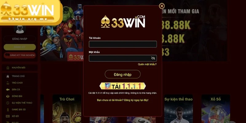 Kiểm tra và gửi yêu cầu đăng nhập 33WIN