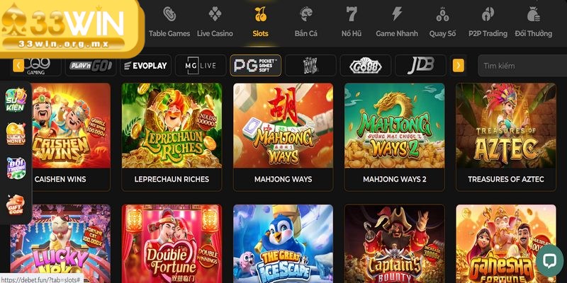 Vô vàn những tựa game đặc sắc có mặt tại PG Nổ Hũ 33WIN