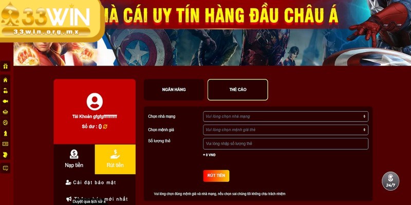Tìm hiểu các phương thức rút tiền 33WIN phổ biến 